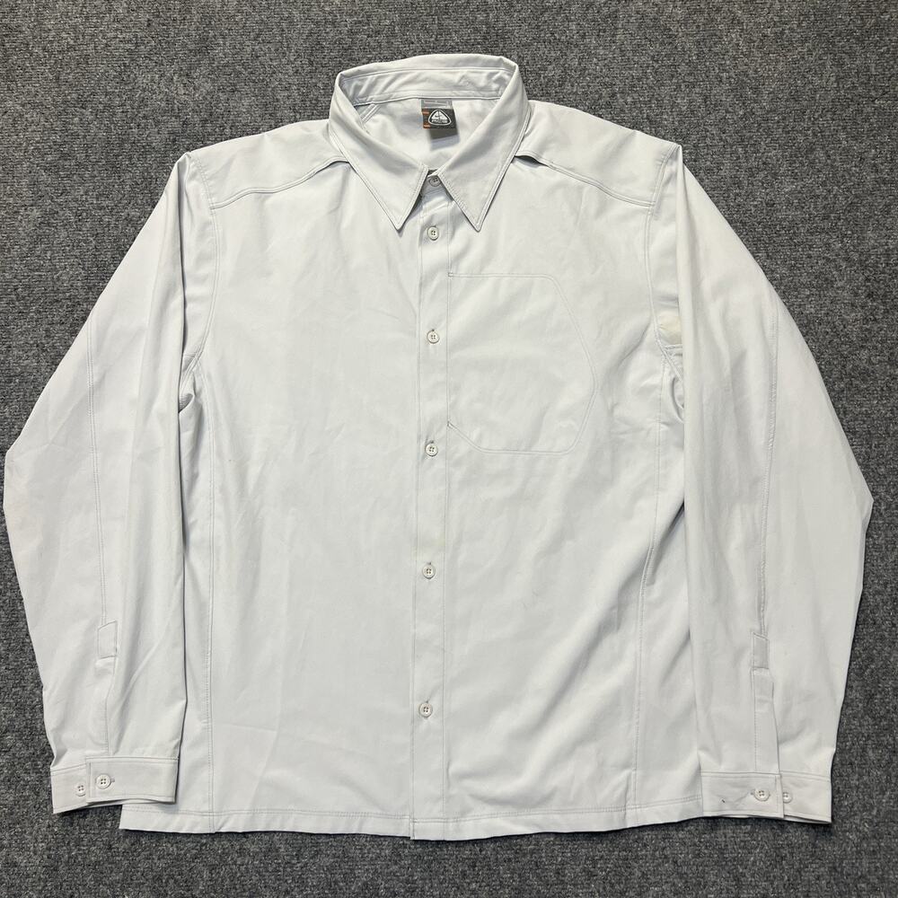 Nike ACG Button Up Long Sleeve Shirt Gray Large Hiking Outdoor Vented Technical